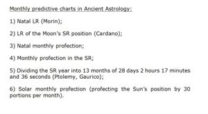 Ancient predictive Astrology - monthly charts s