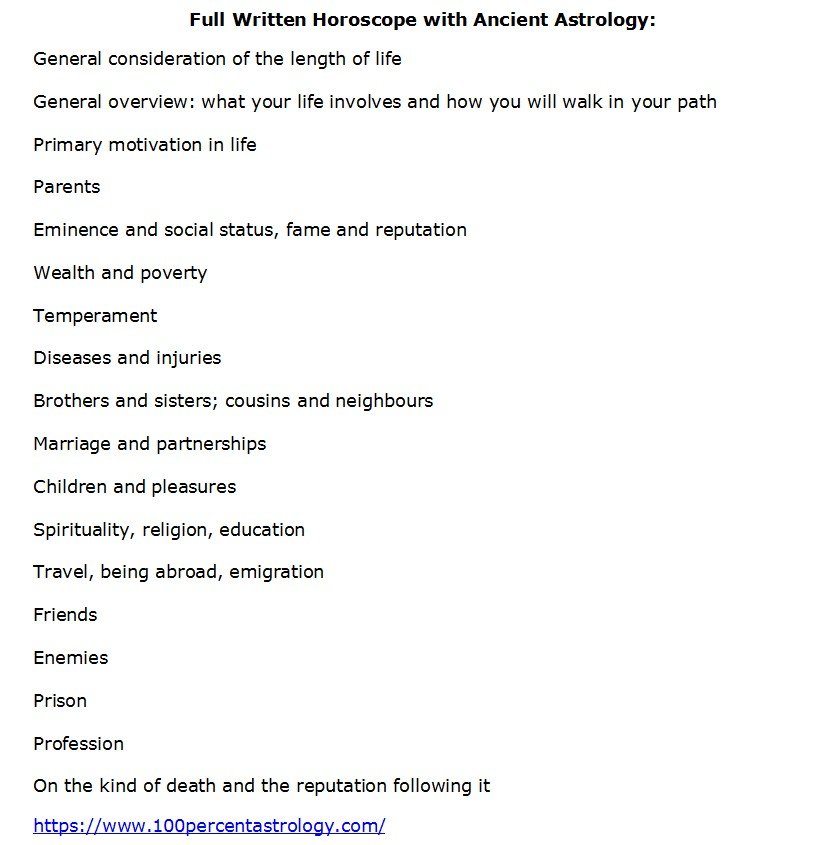 Written horoscope with Ancient Western Astrology